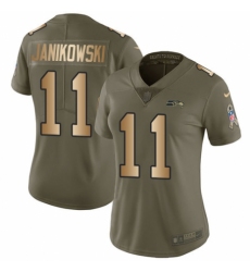 Women's Nike Seattle Seahawks #11 Sebastian Janikowski Limited Olive/Gold 2017 Salute to Service NFL Jersey