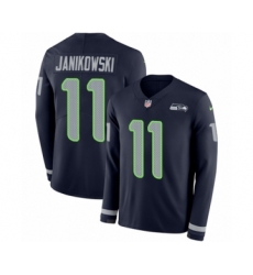 Youth Nike Seattle Seahawks #11 Sebastian Janikowski Limited Navy Blue Therma Long Sleeve NFL Jersey