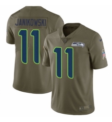 Youth Nike Seattle Seahawks #11 Sebastian Janikowski Limited Olive 2017 Salute to Service NFL Jersey