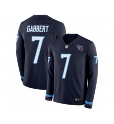Men's Nike Tennessee Titans #7 Blaine Gabbert Limited Navy Blue Therma Long Sleeve NFL Jersey