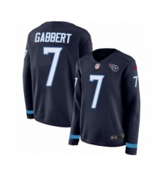 Women's Nike Tennessee Titans #7 Blaine Gabbert Limited Navy Blue Therma Long Sleeve NFL Jersey