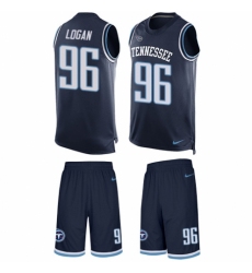 Men's Nike Tennessee Titans #96 Bennie Logan Limited Navy Blue Tank Top Suit NFL Jersey