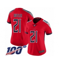 Women's Tennessee Titans #21 Malcolm Butler Limited Red Inverted Legend 100th Season Football Jersey