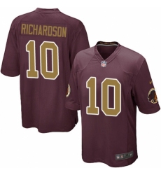 Men's Nike Washington Redskins #10 Paul Richardson Game Burgundy Red/Gold Number Alternate 80TH Anniversary NFL Jersey