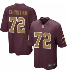 Men's Nike Washington Redskins #72 Geron Christian Game Burgundy Red/Gold Number Alternate 80TH Anniversary NFL Jersey