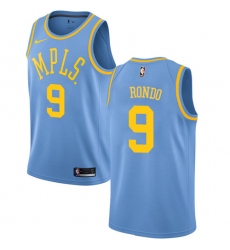 Women's Nike Los Angeles Lakers #9 Rajon Rondo Swingman Blue Hardwood Classics NBA Jersey