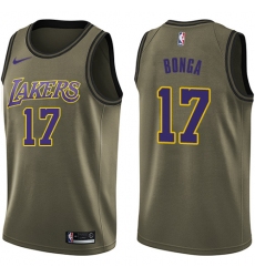 Men's Nike Los Angeles Lakers #17 Isaac Bonga Swingman Green Salute to Service NBA Jersey