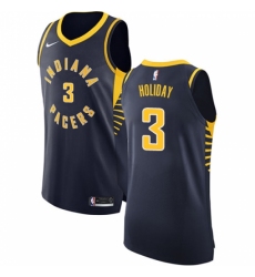 Men's Nike Indiana Pacers #3 Aaron Holiday Authentic Navy Blue NBA Jersey - Icon Edition