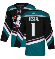 Youth Adidas Anaheim Ducks #1 Lukas Dostal Authentic Black Teal Third NHL Jersey
