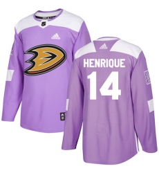 Men's Adidas Anaheim Ducks #14 Adam Henrique Authentic Purple Fights Cancer Practice NHL Jersey