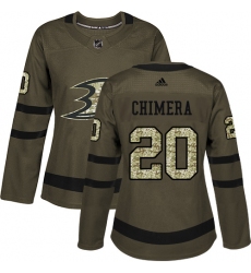 Women's Adidas Anaheim Ducks #20 Jason Chimera Authentic Green Salute to Service NHL Jersey