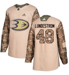 Youth Adidas Anaheim Ducks #48 Isac Lundestrom Authentic Camo Veterans Day Practice NHL Jersey