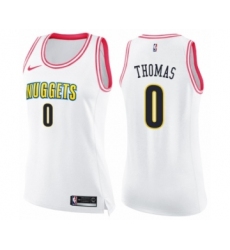 Women's Nike Denver Nuggets #0 Isaiah Thomas Swingman White Pink Fashion NBA Jersey