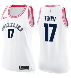 Women's Nike Memphis Grizzlies #17 Garrett Temple Swingman White Pink Fashion NBA Jersey