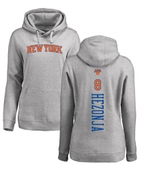 NBA Women's Nike New York Knicks #8 Mario Hezonja Ash Backer Pullover Hoodie