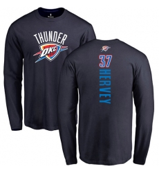 NBA Nike Oklahoma City Thunder #37 Kevin Hervey Navy Blue Backer Long Sleeve T-Shirt