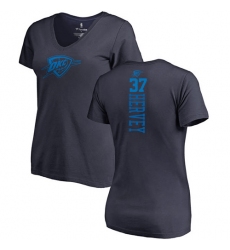 NBA Women's Nike Oklahoma City Thunder #37 Kevin Hervey Navy Blue One Color Backer Slim-Fit V-Neck T-Shirt