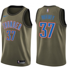 Youth Nike Oklahoma City Thunder #37 Kevin Hervey Swingman Green Salute to Service NBA Jersey