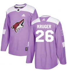 Men's Adidas Arizona Coyotes #26 Marcus Kruger Authentic Purple Fights Cancer Practice NHL Jersey