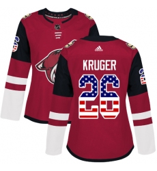 Women's Adidas Arizona Coyotes #26 Marcus Kruger Authentic Red USA Flag Fashion NHL Jersey