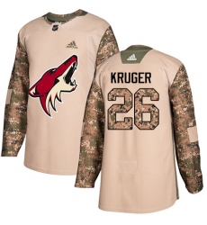 Youth Adidas Arizona Coyotes #26 Marcus Kruger Authentic Camo Veterans Day Practice NHL Jersey