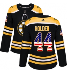 Women's Adidas Boston Bruins #44 Nick Holden Authentic Black USA Flag Fashion NHL Jersey