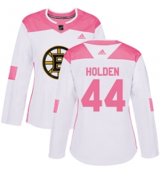Women's Adidas Boston Bruins #44 Nick Holden Authentic White Pink Fashion NHL Jersey