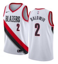 Women's Nike Portland Trail Blazers #2 Wade Baldwin Swingman White NBA Jersey - Association Edition