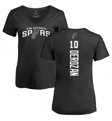 NBA Women's Nike San Antonio Spurs #10 DeMar DeRozan Black Backer T-Shirt