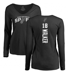 NBA Women's Nike San Antonio Spurs #18 Lonnie Walker Black Backer Long Sleeve T-Shirt