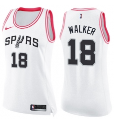 Women's Nike San Antonio Spurs #18 Lonnie Walker Swingman White Pink Fashion NBA Jersey