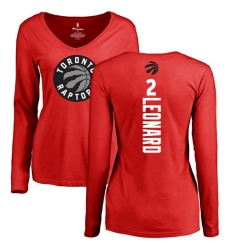 NBA Women's Nike Toronto Raptors #2 Kawhi Leonard Red Backer Long Sleeve T-Shirt