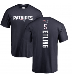 NFL Nike New England Patriots #5 Danny Etling Navy Blue Backer T-Shirt