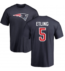 NFL Nike New England Patriots #5 Danny Etling Navy Blue Name & Number Logo T-Shirt