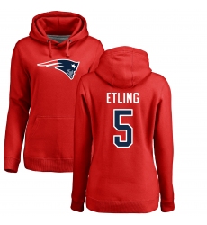NFL Women's Nike New England Patriots #5 Danny Etling Red Name & Number Logo Pullover Hoodie