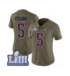 Women's Nike New England Patriots #5 Danny Etling Limited Olive 2017 Salute to Service Super Bowl LIII Bound NFL Jersey