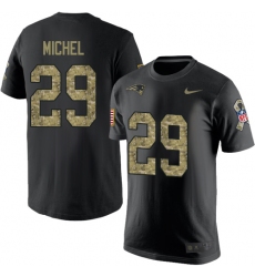 NFL Nike New England Patriots #29 Sony Michel Black Camo Salute to Service T-Shirt