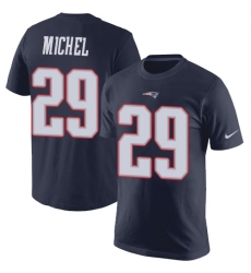 NFL Nike New England Patriots #29 Sony Michel Navy Blue Rush Pride Name & Number T-Shirt