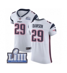Men's Nike New England Patriots #29 Duke Dawson White Vapor Untouchable Elite Player Super Bowl LIII Bound NFL Jersey