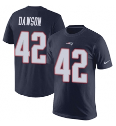 NFL Nike New England Patriots #42 Duke Dawson Navy Blue Rush Pride Name & Number T-Shirt