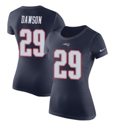 NFL Women's Nike New England Patriots #29 Duke Dawson Navy Blue Rush Pride Name & Number T-Shirt