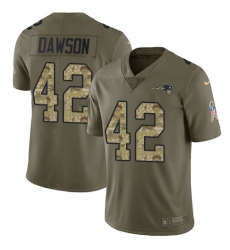 Youth Nike New England Patriots #42 Duke Dawson Limited Olive Camo 2017 Salute to Service NFL Jersey