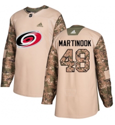 Men's Adidas Carolina Hurricanes #48 Jordan Martinook Authentic Camo Veterans Day Practice NHL Jersey