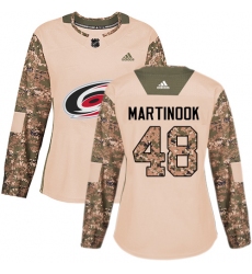 Women's Adidas Carolina Hurricanes #48 Jordan Martinook Authentic Camo Veterans Day Practice NHL Jersey