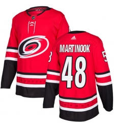 Youth Adidas Carolina Hurricanes #48 Jordan Martinook Authentic Red Home NHL Jersey