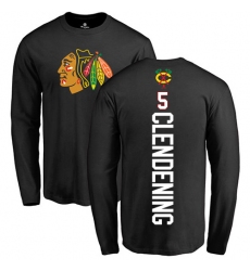 NHL Adidas Chicago Blackhawks #5 Adam Clendening Black Backer Long Sleeve T-Shirt