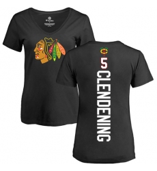 NHL Women's Adidas Chicago Blackhawks #5 Adam Clendening Black Backer T-Shirt
