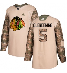 Youth Adidas Chicago Blackhawks #5 Adam Clendening Authentic Camo Veterans Day Practice NHL Jersey