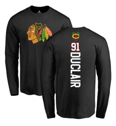 NHL Adidas Chicago Blackhawks #91 Anthony Duclair Black Backer Long Sleeve T-Shirt