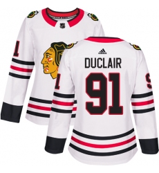 Women's Adidas Chicago Blackhawks #91 Anthony Duclair Authentic White Away NHL Jersey